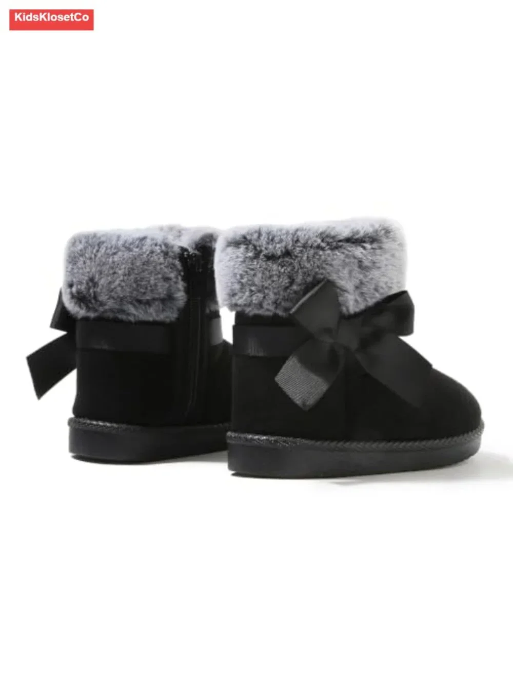 Faux Fur Lined Mid Calf Winter Boots with Side Zipper